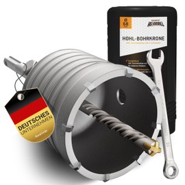 BAURIX® Hollow Drill Bit 68 mm SDS Plus [8 Carbide Teeth] I Socket Countersink Hammer Impact Resistant I For Flush-Mounted Boxes, Sockets I Masonry, Stone, Concrete, Drywall, Ytong I Socket Drill,