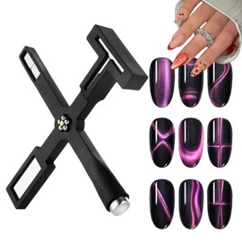 GZMAYUEN 5 in 1 Cat Eye Magnet Nail Magnet, Black Multifunctional Cross Strong Magnetic Magnet for Nails Nail Design Accessories Tools