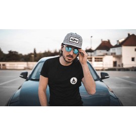 Nebelkind Snapback Cap With Lines, Black & White 6-Panel Cap, One Size