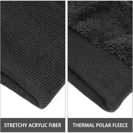 OZERO Winter Beanie Hat for Men and Women: Warm Knit Skull Hat with Thermal Thick Polar Fleece Lining Snow Cap Winter Gifts for Family and friends - Black