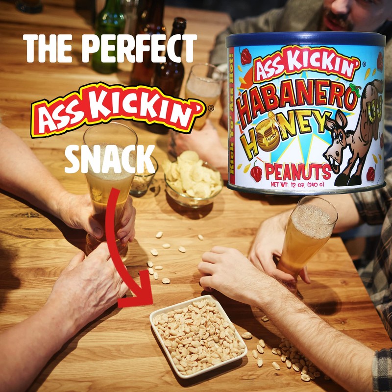 ASS KICKIN’ Habanero Honey Spicy Hot Peanuts – 12oz -
