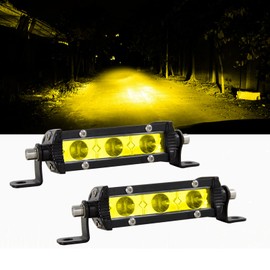 RIGIDON 2 x 4 Inch 10 cm 15 W Slim Yellow LED Light Strip Car, 12 V 24 V Spotlight Spot Offroad Lighting for Car SUV ATV, UTV, Tractor, Truck, Vehicles 4 x 4, 3000 K LED Fog Light Spotlights