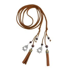 Exotic Women Waist Belt/Rope/Chain with Tassel and Beads Skinny Woven Boho Belt Braided Belt(TAN)
