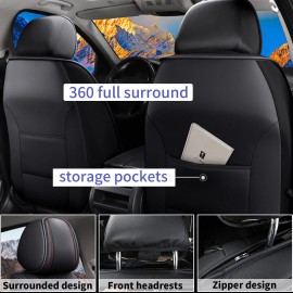 RAWAKORW Car 5-Seat Covers Front & Rear For Kia Rio 2013-2022 Faux Leather Cushion Pad