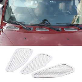 Hood Air Vent Cover Compatible with Toyot@ FJ Cruiser 2007-2021, Engine Vent Protection Cover, Auto Exterior Hood Air Vent Trim Cover Accessories, 3PCS (Silver)