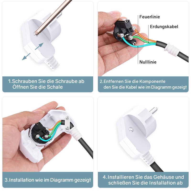 2 pieces Schuko plug, Schuko plug, angled plug, angled plug,