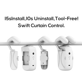 Automatic Curtain Opener and Closer - Smart Curtain Opener Electronic for Roman/U/T Rails, Bluetooth Curtain Opener with App/Timer, compatible with Alexa and Google Home, Electric Curtains with Remote