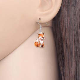 HUAGEO Acrylic Cute Orange Fox Dangle Earrings For Women Charms Gifts Forest Wild Animals Novelty Jewellery Accessories (Beige)