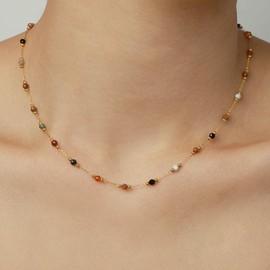 YXHOPELY Beaded Necklaces Dainty Beaded Necklace Delicate Stone Necklaces Colorful Necklace Fine Jewelry Gift for Women