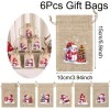 6pcs Reusable Christmas Snowman Gift Bags with Red Hat &