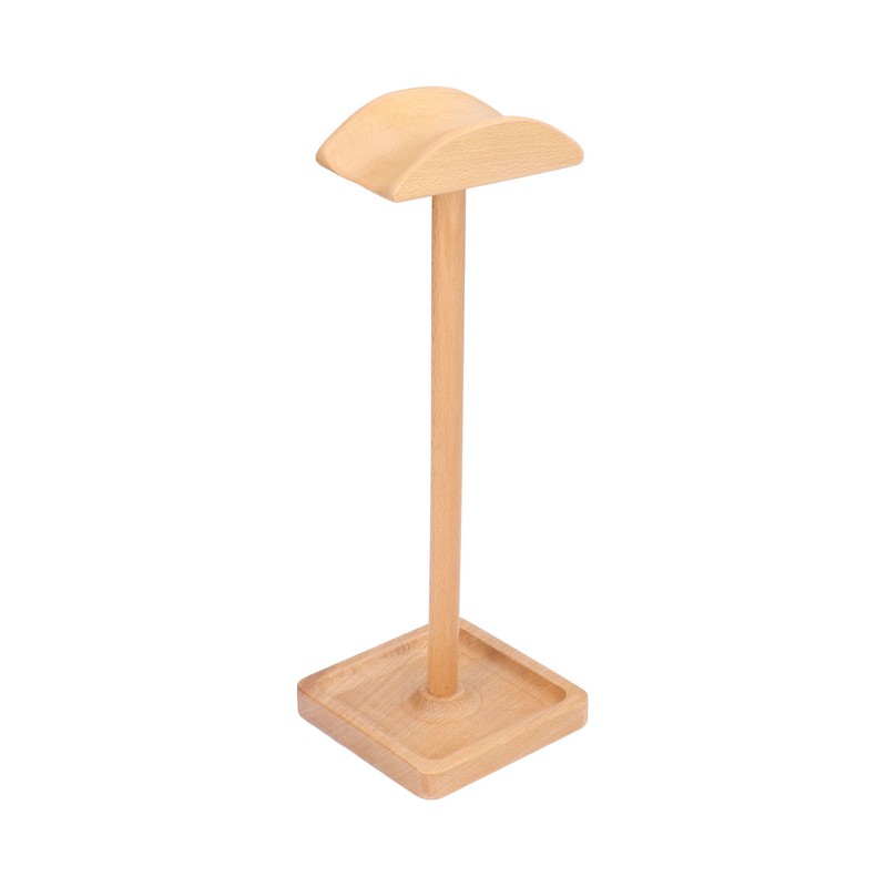 Wooden Headphone Holder Beech Headset Stand Desktop Display Shelf for