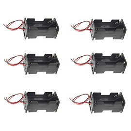 LampVPath 6 Pcs 4 x 1.5V (6V) AA Battery Spring Clip Black Plastic 4 x 1.5V (6V) Battery Case Holder Box Black Red Wire Leads(Two Layers)