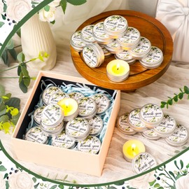 MTLEE 50 Pcs Wedding Candles Gift Wedding Favors for Guests 1 Oz Lavender Scented Soy Wax Candle Aromatherapy Candle Favors for Bridal Shower Rustic Wedding Party Guests(Fresh Color,Fresh Leaves)
