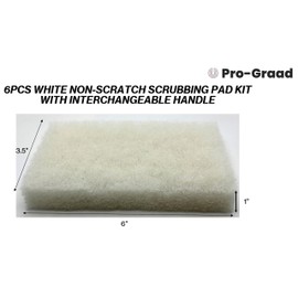 Handled Bath Scrubber 6 Piece Heavy Duty Cleaning Scrub Sponge Brush Bathroom Scouring Pads White Non-Scratch Remove Soap Scum Cleaning Shower Tile Bathtub Sink Pools Hot Tubs Waterline Steps Corners