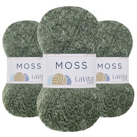Lavita Moss Snuggle - Hilo para ganchillo y tejer 801 yardas - Paquete de 3 | Suave, esponjoso para proyectos de bebé, juguetes y mantas | 100 g de hilo grueso para ganchillo y comodidad acolchada