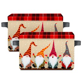 Styubn Christmas Dwarf Baskets Storage Bins with Handles, Christmas Decorative Foldable Cloth Organizer Storage Boxes for Home Office 14 x 10 x 8