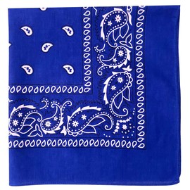 MDSTYLE 100% Cotton Bandana for Men & Women 22" x 22" Paisely Pattern Handkerchief Headband Scarf Dog (Royal Blue)