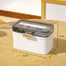 Estuche de Primeros Auxilios, Caja de Medicinas Cerradura de Seguridad a Prueba de Humedad Transparente Duradera para la Escuela para Deportes Al Aire Libre para Niños (Blanco)