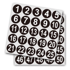 Black Consecutive Number Stickers – 1 to 50, 1 Set – Vinyl Self Adhesive Premium Decal for Storage, Organizing, Boxes, Bins, Toolbox, Lockers & More (Black, 1 Inch)