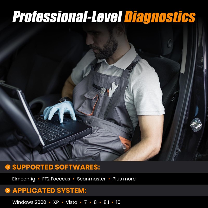 ELMconfig ELM327 OBD2 USB Adapter for Windows, OBD2 Scanner Diagnostic