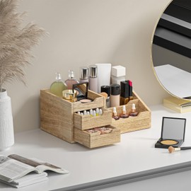 Yelinkws Wood Vanity Organizer,Countertop Organizer for Cologne,Skincares,Bathroom Storage