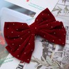 Allereyae French Red Velvet Bow Hair Barrette Large Bow Hair
