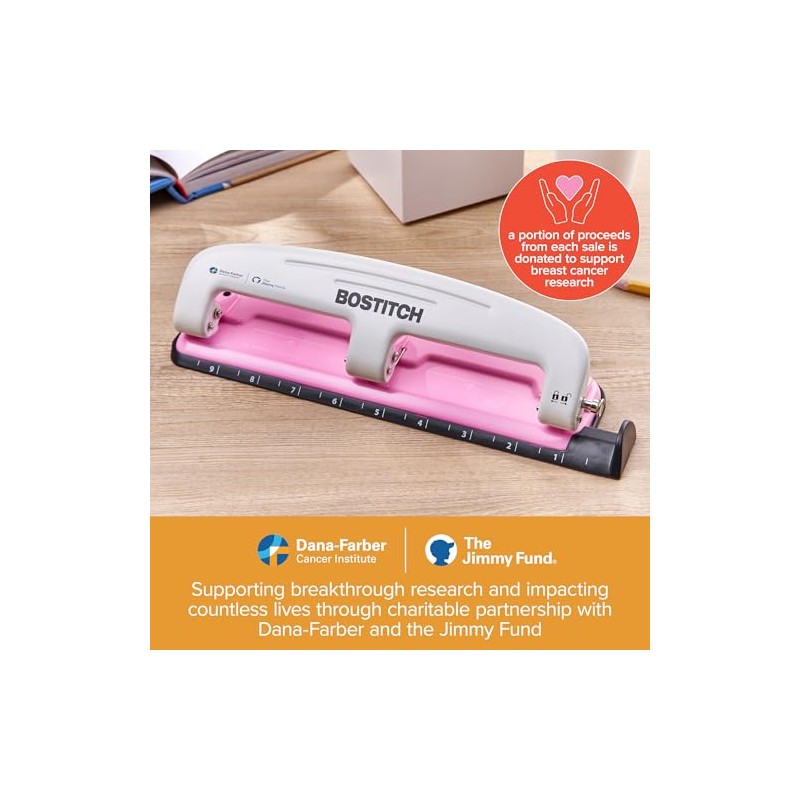 PaperPro 2188 Ribbon Compact 3-Hole Punch, pink