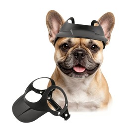 NAMSAN Small Dog Sun Visor Hat with Ear Holes, Adjustable Dog Baseball Cap for Small Dogs, Summer Beach Visor Hats for Dogs Like Westie Corgi French Bulldog, Black