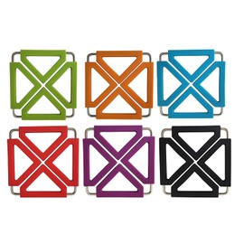 TENTA Kitchen Utility Foldable Silicone Trivets, Expandable/Collapsible (Suqare trivets Set of 6)