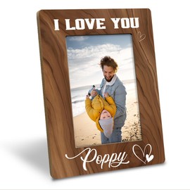 Poppy Gift, I Love You Poppy Photo Frame Gift for Grandpa Dad Men, Holds 4 x 6 Inch Photo, Farmhouse Wooden Picture Frame Gift, Father's Day Gift for Poppy, Poppy Picture Frame for Home Decor