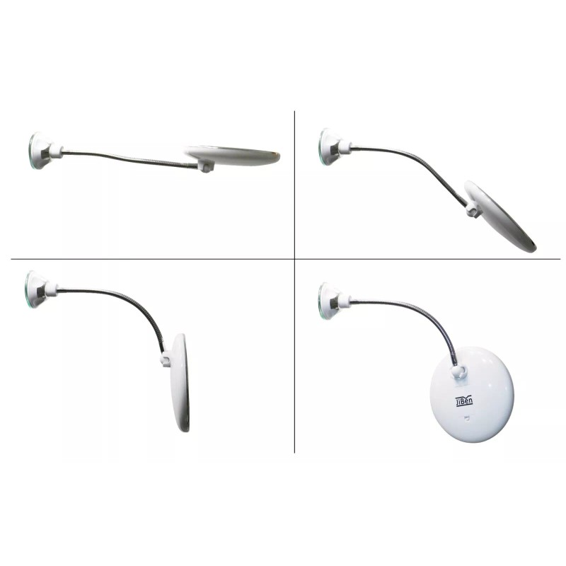 JiBen Flexible Gooseneck LED Lighted 10X Magnifying Makeup Mirror