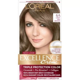 L'Oréal Loreal Excellence Creme Permanent Hair Color 6A Light Ash Brown Radiant Hair 1ct