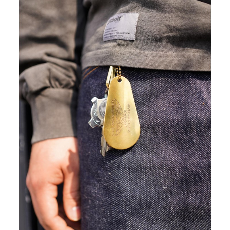 Schott 782-4970037 Men's Keychain BRASS Shoehorn, 170 gold