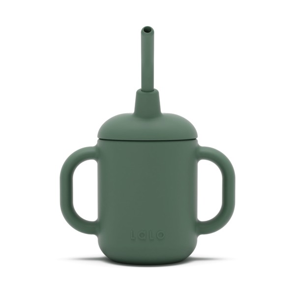 Lalo Little Cup, Non-Toxic Silicone Straw Cup with Handles -