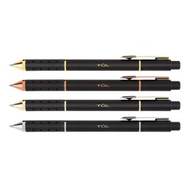 TUL® Retractable Gel Pens, Medium Point, 0.7 mm, Black Barrel, Black Ink, Pack Of 12 Pens