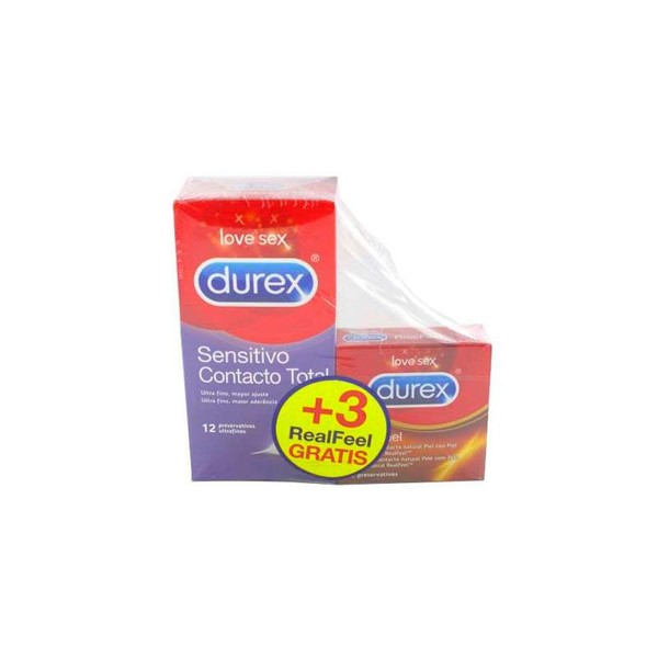 Durex Sensitivo Contacto Total+ Durex Real Feel Preservativos Promocion 12 U + 3 U