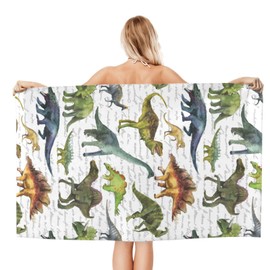 VOOHDDY Cool Dino Dinosaurs Beach Towel Soft Absorbent Microfiber Quick Dry Large Bath Towels for Bathroom Women Men Boys Girls Pool Camping Travel Swimming Picnic Sports