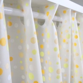 【風呂用 防寒 目隠し プライバシー保護 暖簾】水玉柄 ビニール製カフェカーテン オレンジ (140×100cm)