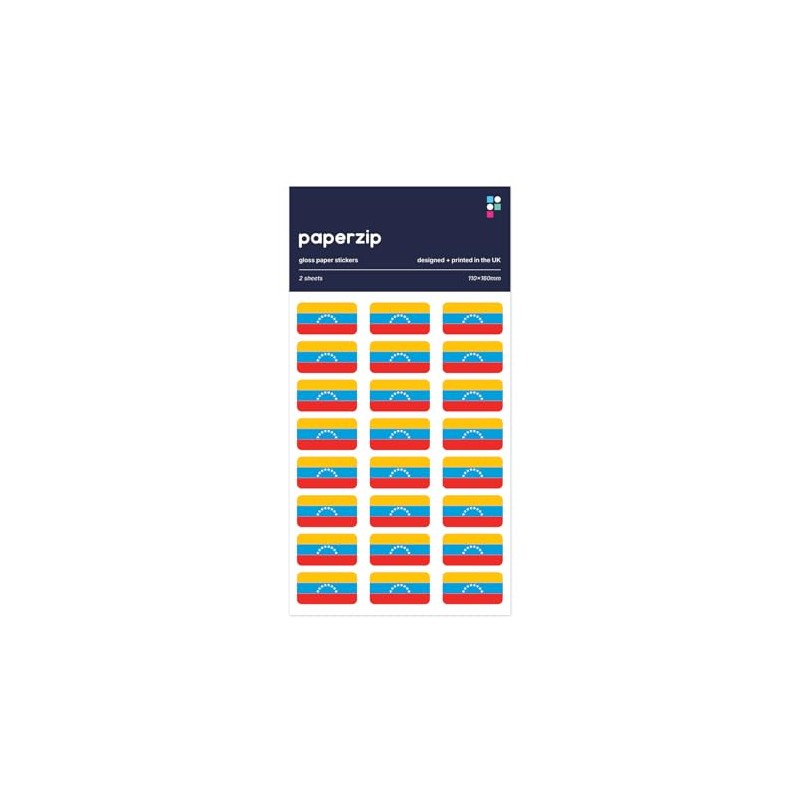 PAPERZIP - Venezuela Flags (Bandera de Venezuela) – 48 Stickers