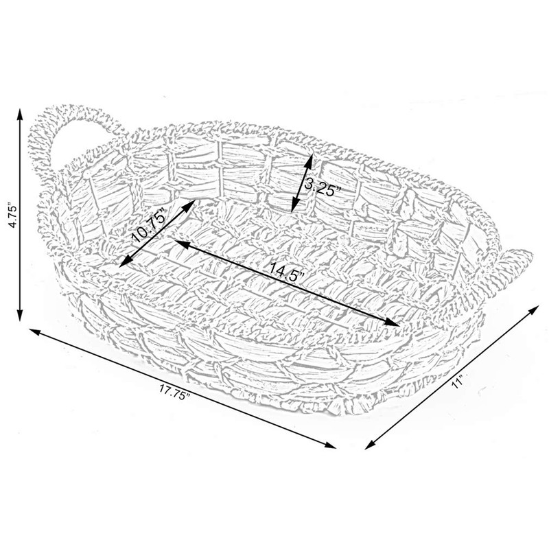 Seagrass Fruit Bread Basket Tray with Handles (Medium)