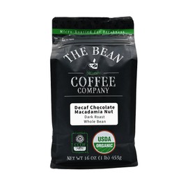 The Bean Organic Coffee Company Water Processed DECAF Chocolate Macadamia Nut, Medium Roast, Whole Bean Coffee, 16-Ounce Bag