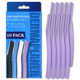 Precision Dermaplane Razor, Face Razors for Women and Men, Microblades for Face, Dermaplaning Tool, Peach Fuzz Remover, Remove Facial Hair and Perfectly Shape Brows, 10 Count (Wisteriar)