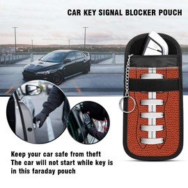 WIRESTER Faraday Bag for Key Fob, Anti-Theft Pouch, Car RFID Signal Blocking Key Fob Protector - Football Pattern