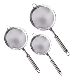 Mikinona 3PCS Stainless Steel Fine Strainers Tea Filter Colander for Cooking Baking BBQ Effortless Cleaning Food Waste Reduction