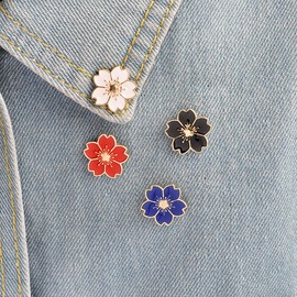 5PCS Colorful Enamel Flower Brooch Pin Cute Cherry Blossom Badge Brooch Lapel Pin Elegant Clothing Hat Bag Jewelry Accessories for Women Teen Girls (Colourful：5Pcs)
