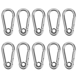 10Pcs Snap Hook Stainless Steel Safety Rope Spring Carabiner Hanging Buckle AccessoriesM5(5mm)