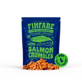 Finfare Freeze Dried Dog Treats, Salmon Crumbles, Protein & Omega-3s, Grain Free Salmon Dog Training Treats and Meal Topper, Made in USA, 2oz