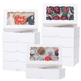 TEMLQPACK 25pcs 7x4.3x2 Inches White Chocolate Covered Strawberries Cookies Cakesickle Chocolate Truffle Treat Cake Pop Bakery Boxes for Christmas Valentine's