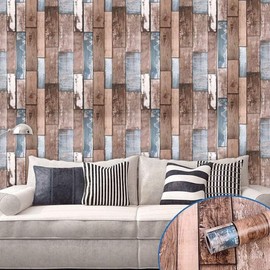 Peel and Stick Wallpaper Waterproof Removable Wall Paper Decorative Vintage Wood Grain Self Adhesive Shelf Liner 17.7" x 393"