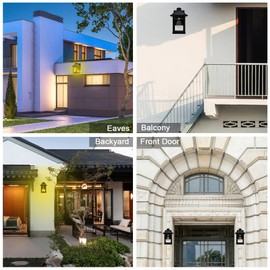 MOLEBIT Outdoor Solar Wall Lantern, LED Motion Sensor Security Light, 3 Modes, Dusk to Dawn, Black (2)